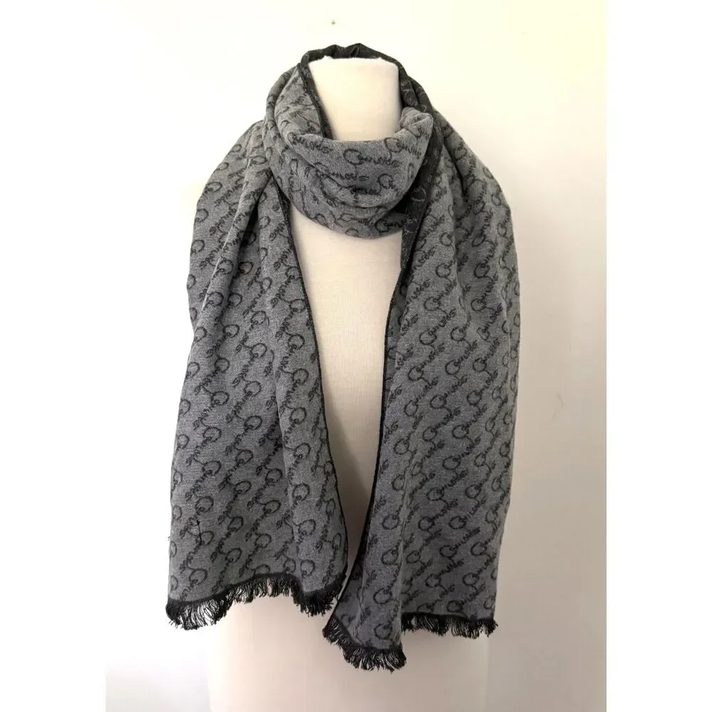 Celine Dion Courage Tour VIP Gray Cashmere Scarf Two Tone Pattern Winter Wrap